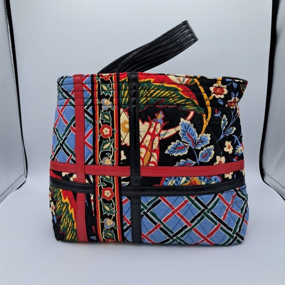 Vera Bradley Sweet Versailles Handbag Purse With Patent Leather Handle